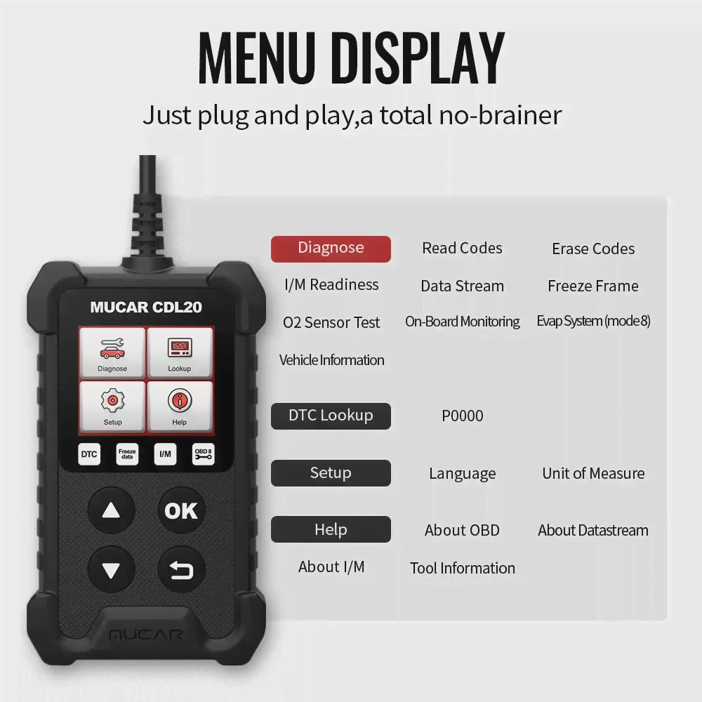 Диагностический сканер MUCAR CDL20 Eobd Obd 2, профессиональный автомобильный диагностический инструмент, для проверки ошибок двигателя автомобиля (art.: 3920c1ff23802)-4
